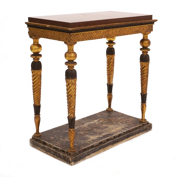 Gustavian end 18th century gilt Ølandstone top console table. Sweden circa 1780. H: 83cm. Top: 79x40cm