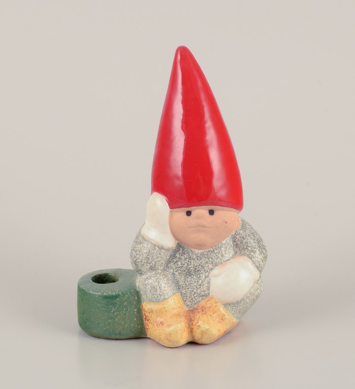 Lisa Larson for Gustavsberg.Candlestick holder. Sitting elf.
