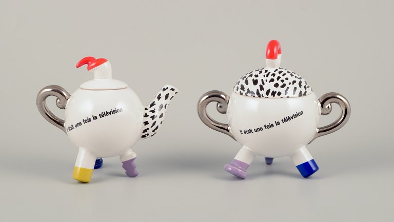 Fransk studio keramiker.Miniaturekande/egoistkande samt sukkerskål.