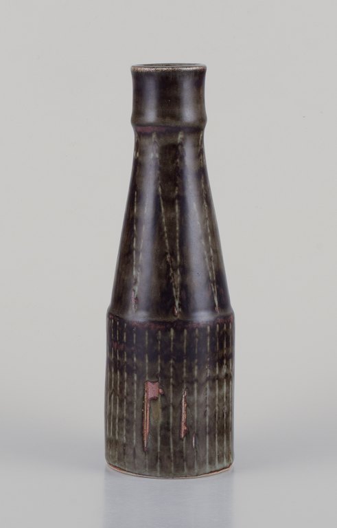 Carl Harry Stålhane for Rörstrand Atelje, Sweden.Bottle-shaped ceramic vase.