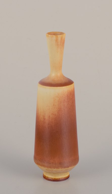 Berndt Friberg for Gustavsberg Studiohand. Miniature vase with narrow neck in glazed ceramic.