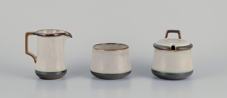 Bing & Grøndahl, Tema. Bowl, sugar bowl, and creamer in stoneware.