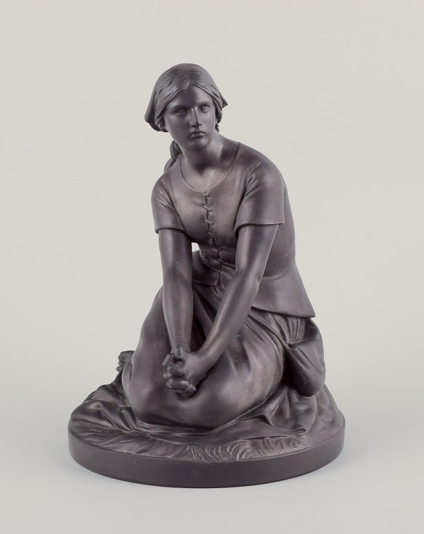 L. Hjorth, Bornholm. Figure of Joan of Arc in black terracotta.
