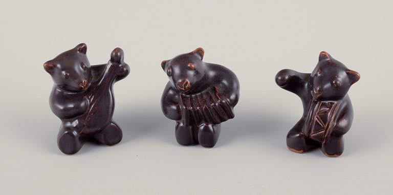 Hjorth, Bornholm.Three bear musicians in stoneware.