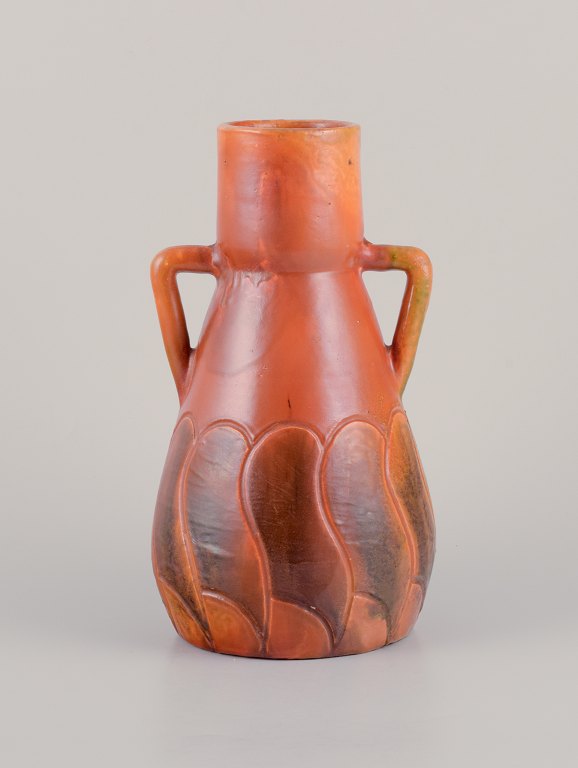 Martin Mortensen, Danish ceramicist, own workshop.Ceramic Art Nouveau vase with handles.