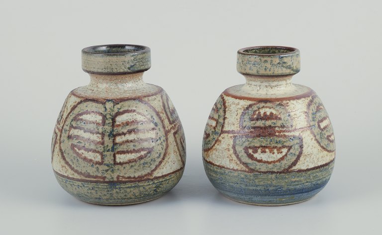 Noomi backhausen and Poul Brandborgfor Søholm Keramik, Bornholm.A pair of vases in stoneware.