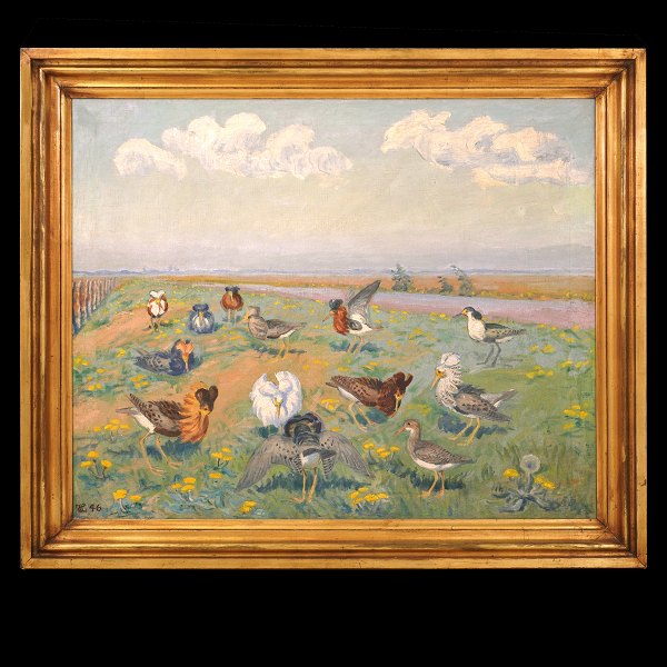 Johannes Larsen, 1867- 1961, oil on canvas. Signed and dated 1946. Visible size: 79x98cm. With frame: 98x117cm