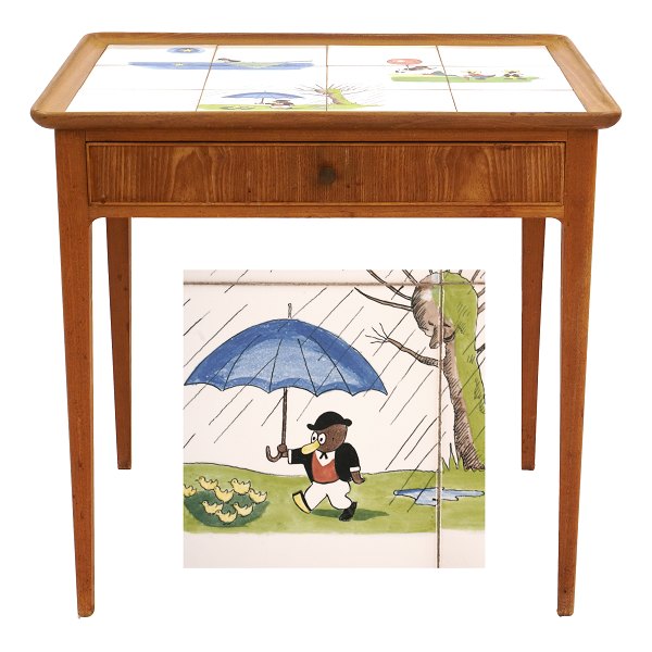 Seltener Fliesentisch von dem dänischen Künstler Storm P. H: 65cm. Platte: 52x68cm
