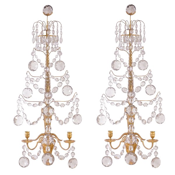 Pair of Gustavian gilt Appliques. Sweden circa 1780. H: 87cm. W: 38cm