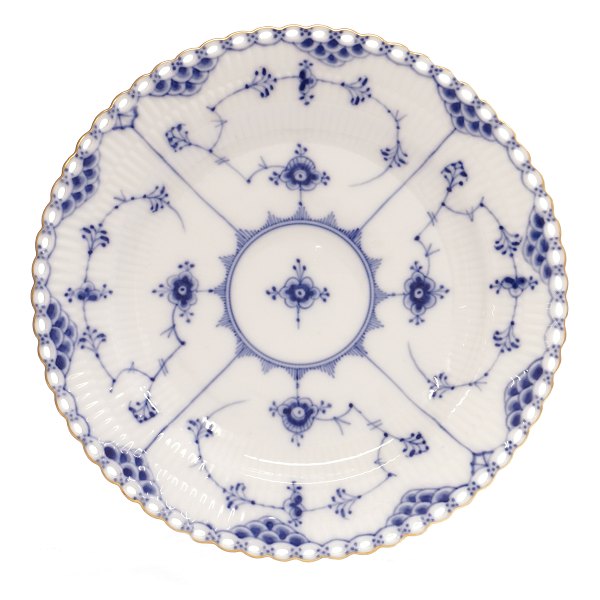 Royal Copenhagen musselmalet helblonde middagstallerken med guldkant 1084. D: 25,5cm