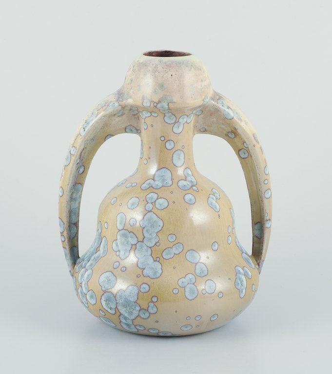 Desvres Fourmaintraux Delassus, France.Art Nouveau ceramic vase .