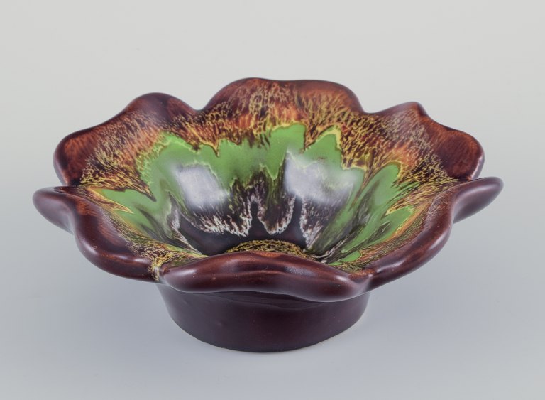 Vallauris, France.Ceramic bowl in multicoloured glaze.