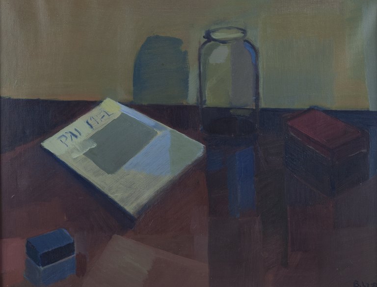 Birger Lindberg (1901-1991) Svensk kunstner, olie på lærred.
Modernistisk stilleben.