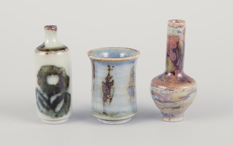 Carl Harry Stålhane for "Designhuset", Sweden.Three unique miniature vases in stoneware.