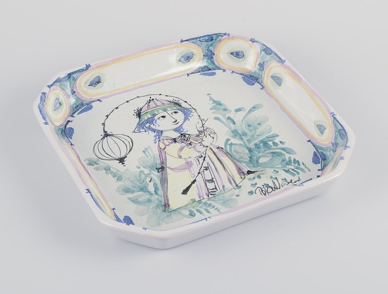 Bjørn Wiinblad for Det Blå Hus.Unique octagonal ceramic bowl/wall relief.