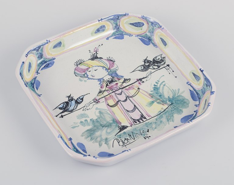 Bjørn Wiinblad for Det Blå Hus.Unique octagonal ceramic bowl/wall relief.