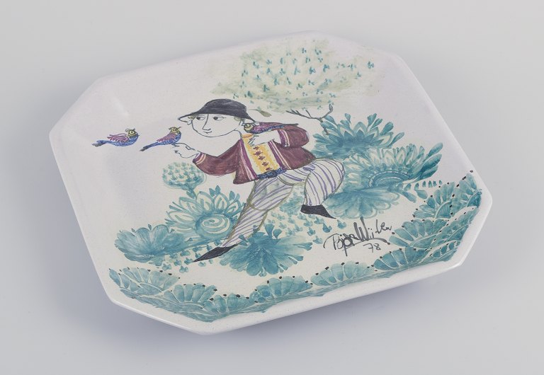 Bjørn Wiinblad for Det Blå Hus.Unique octagonal ceramic bowl/wall relief.