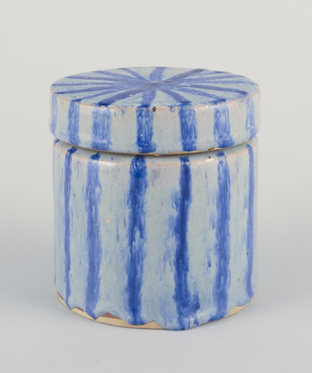 European studio ceramicist.Unique lidded jar made of glazed earthenware.