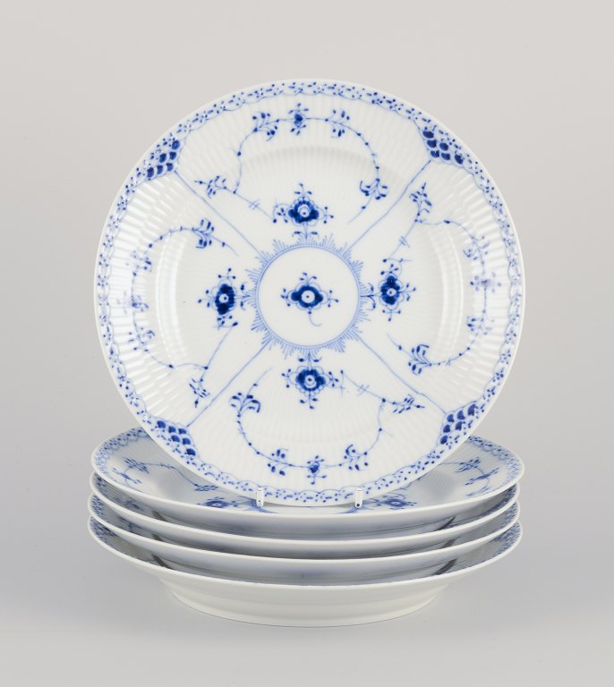 Royal Copenhagen, Blue Fluted Half Lace, a set of five lunch plates.