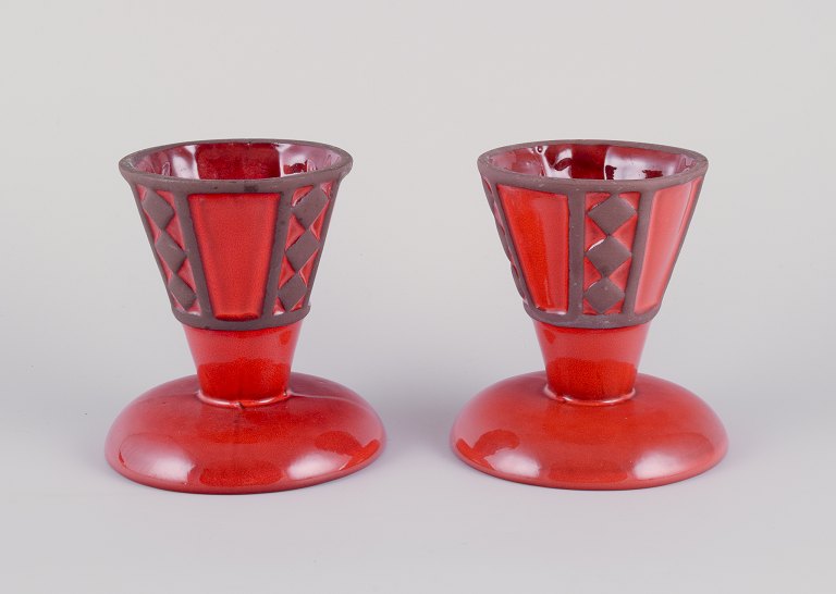 Frank Keramik, Denmark.A pair of vases in glazed earthenware.