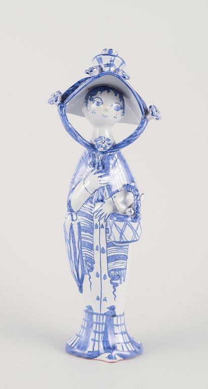 Bjørn Wiinblad. “Autumn” from the series ‘The Four Seasons’, figure in blue glazed earthenware.