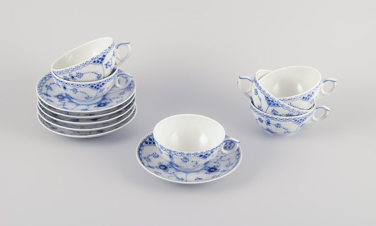 Royal Copenhagen Halvblonde, et sæt på seks tekopper med underkopper.