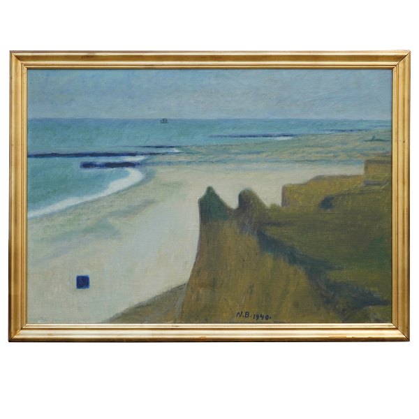 Niels Bjerre, 1864-1942, oil on canvas. Landscape, Denmark. Signed and dated 
1940. Visible size: 68x99cm. With frame: 78x109cm
