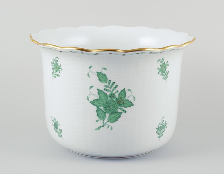Herend, Ungarn. Chinese Bouquet Apponyi Green, champagnekøler/stor 
urtepotteskjuler af porcelæn.