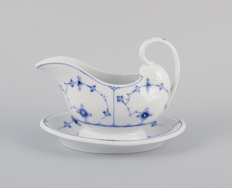 Royal Copenhagen Blue Fluted Plain.Antique gravy boat.