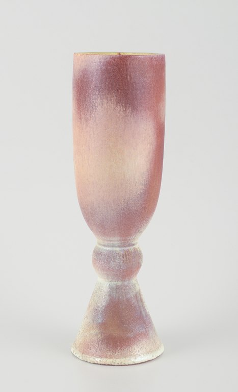 Suzanne Ramié for Madoura, France. Ceramic vase.Crystal glaze in sand tones.