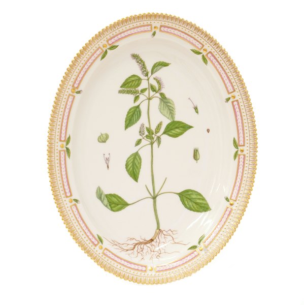 Royal Copenhagen Flora Danica large plate 3517. L: 36cm. "Elsholtzia ceistata 
Willd."