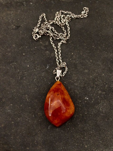 Amber pendant  and sterling silver chain