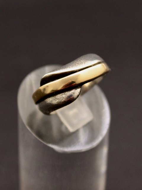 Sterling silver ring with gold stripe