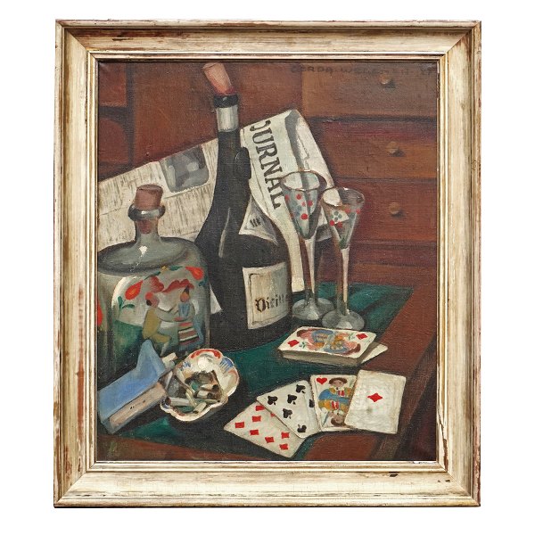 Gerda Wegener maleri. Gerda Wegener, 1886-1940, Nature Morte. Signeret og 
dateret 1927. Lysmål: 45x37cm. Med ramme: 54x46cm