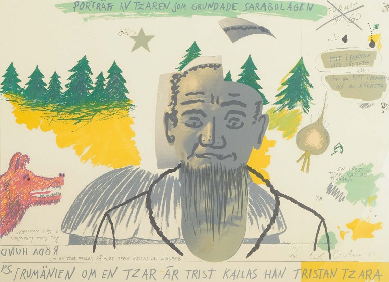Erik Dietman
Litografi med motivet “Tzar Tristan”.