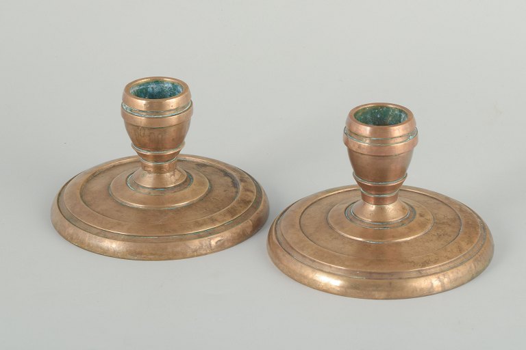 CAWAPair of brass candlesticks, Art Deco, 1940s.
