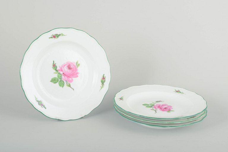 Meissen4 tallerkener “Pink Rose”, 1930’erne.