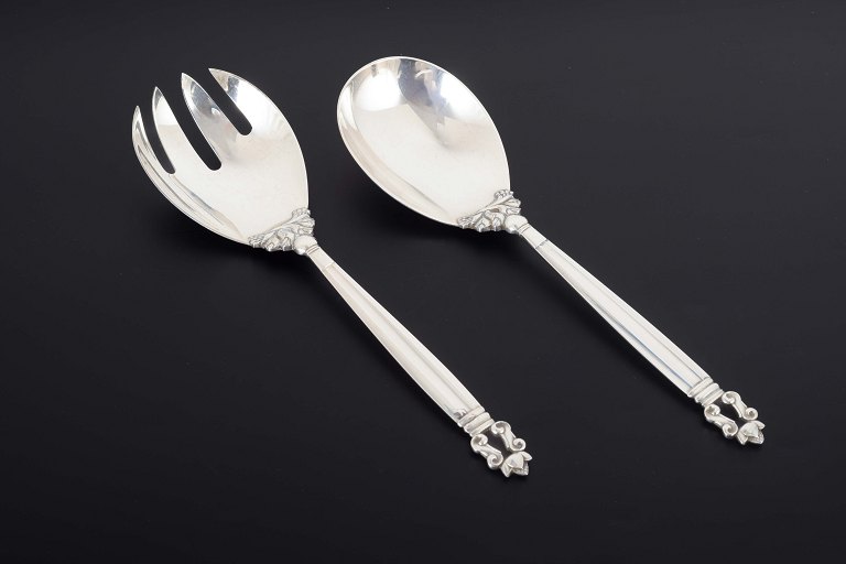 Georg JensenLarge salad set, “Acorn / Konge”.Sterling silver, after 1944.