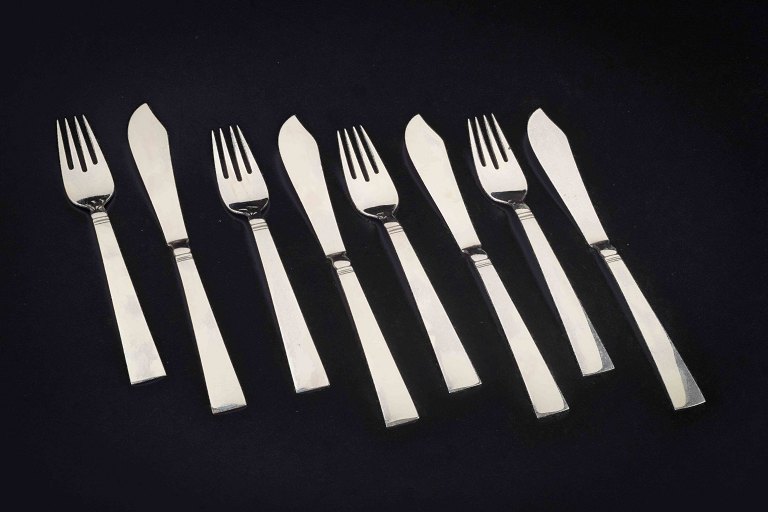Georg JensenFish cutlery for 4 persons, “Acadia / Blok”.Sterling silver, 1933–44.