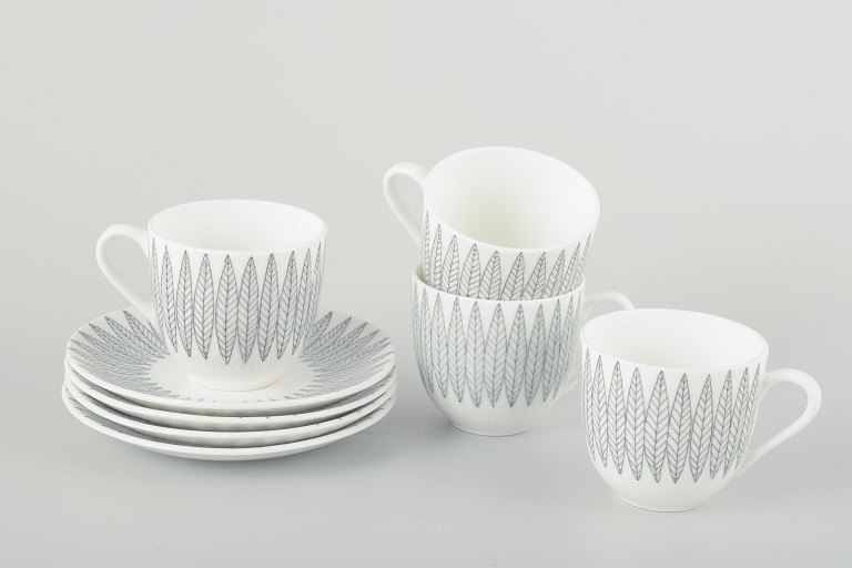 Stig Lindberg for Gustavsberg4 cups and saucers “Salix”, mid-20th century.