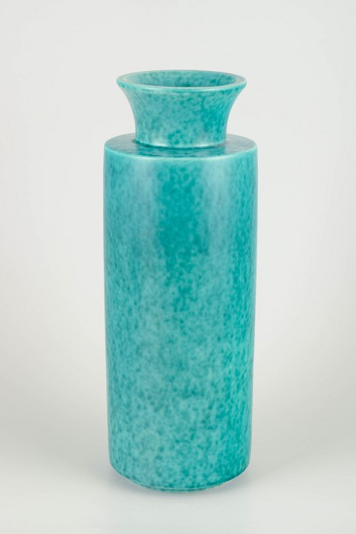 Wilhelm Kåge for GustavsbergTurquoise glazed stoneware vase, circa 1940s.