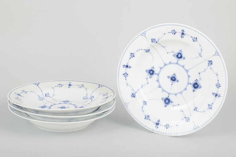 Royal CopenhagenBlue Fluted, model 1/165.Set of four deep plates.