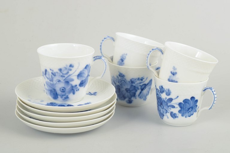 Royal Copenhagen, Blue Flower Braided coffee cups, set of 5.