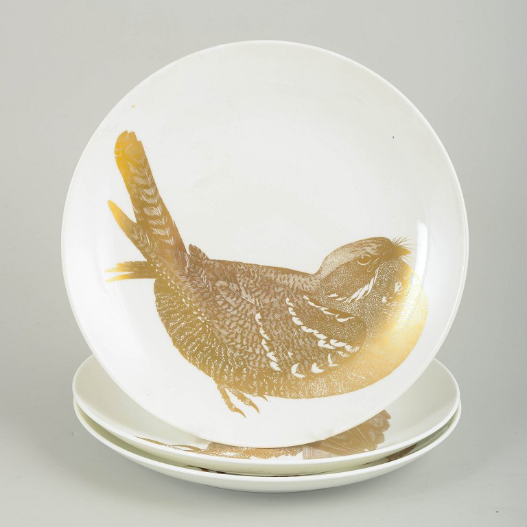 Paul Hoff for Gustavsberg, “Arter i fara”, set of three plates.