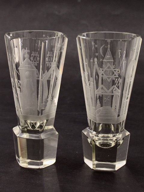 Masonic glass with many symbols