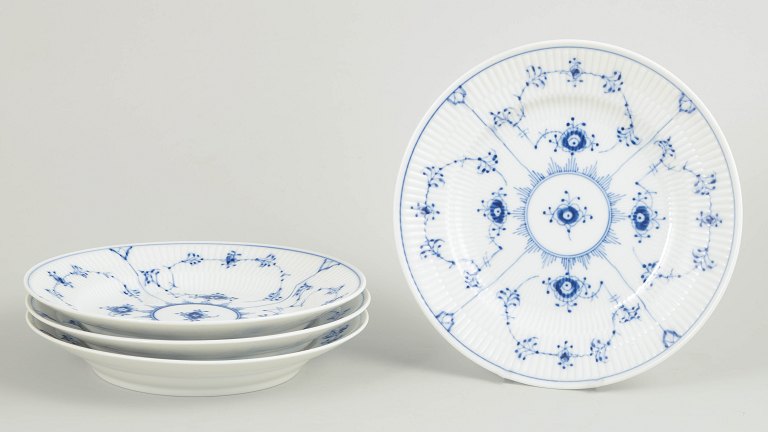 Royal Copenhagen Blue Fluted Plain set of four lunch/salad plates.
