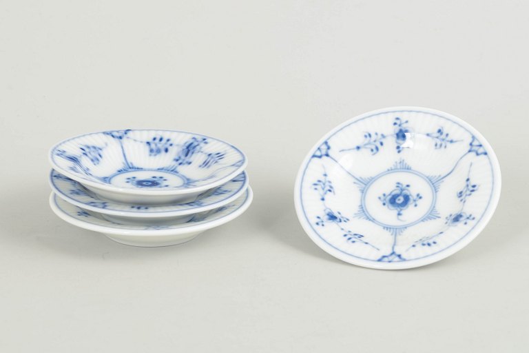 Royal Copenhagen Blue Fluted Plain set of four caviar dishes.