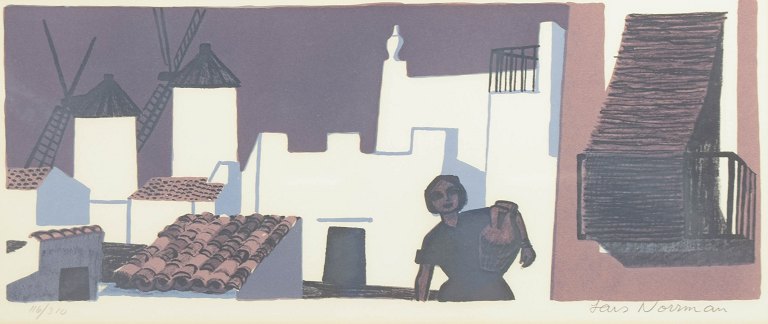 Lars Norman, colour lithograph, listed Swedish artist.