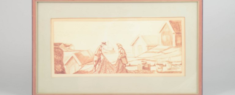 Gunnar Fohlin, drawing, listed Swedish artist.