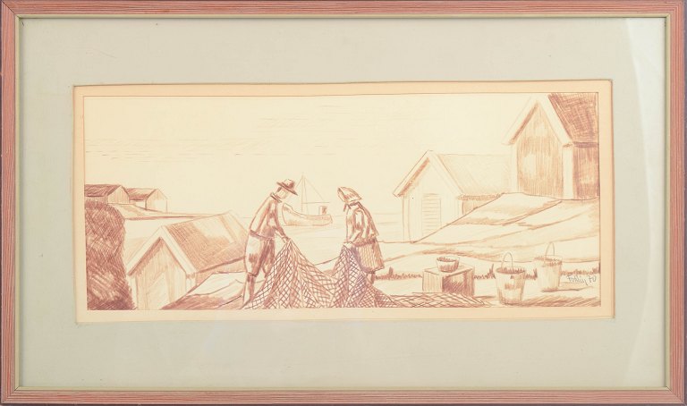 Gunnar Fohlin, tegning, svensk kunstner.